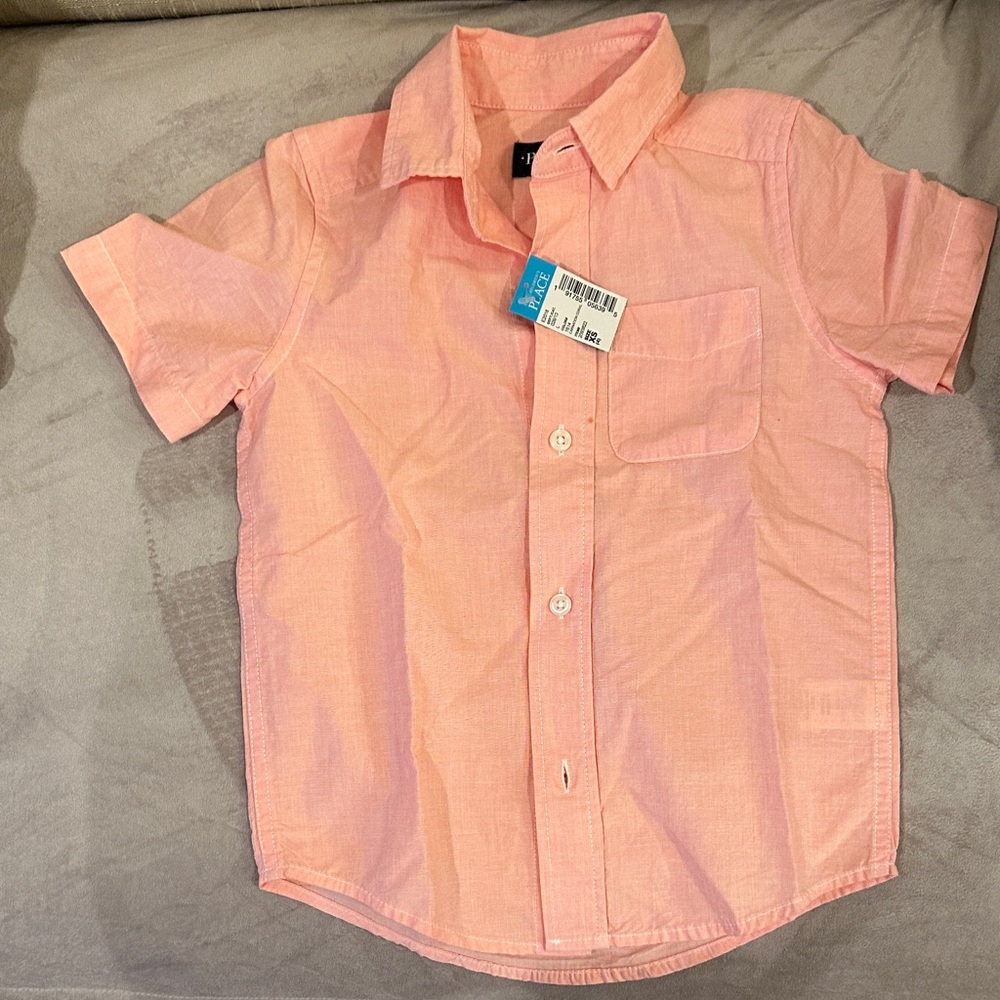The Children's Place Peach Short-Sleeve Button-Down Shirt